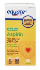 Equate Adult Low Dose Aspirin Safety Coated Tablets, 81 mg, 120 Count