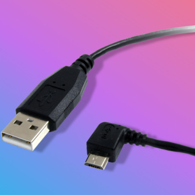 3ft Micro USB Cable A to Left Angle Micro B 90 Degree Black