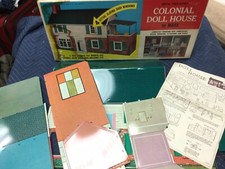 Vintage Marx Large Metal Two Story Colonial Doll House in Box Original USA Made
