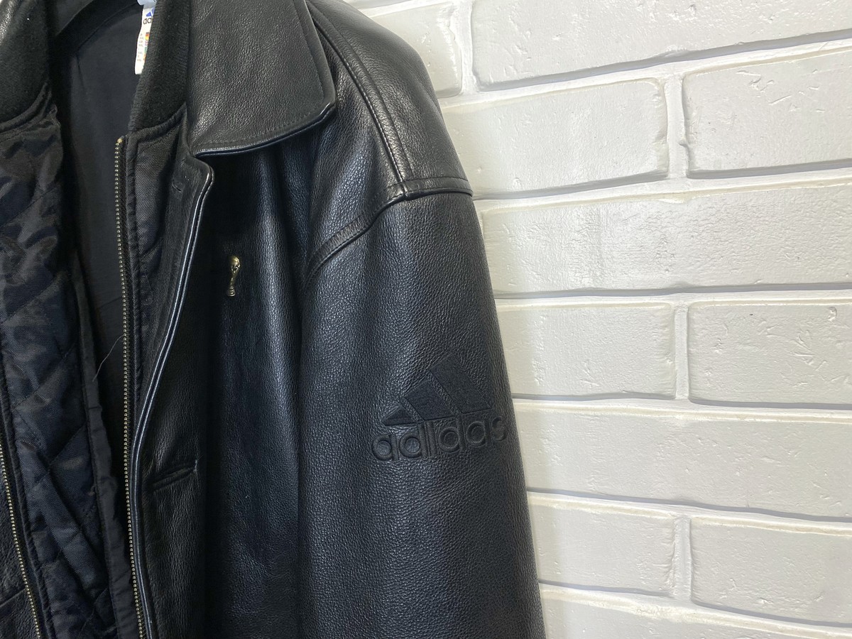 ADIDAS LEATHER JACKET WORLD CUP 1998 MENS SZ XXL VINTAGE