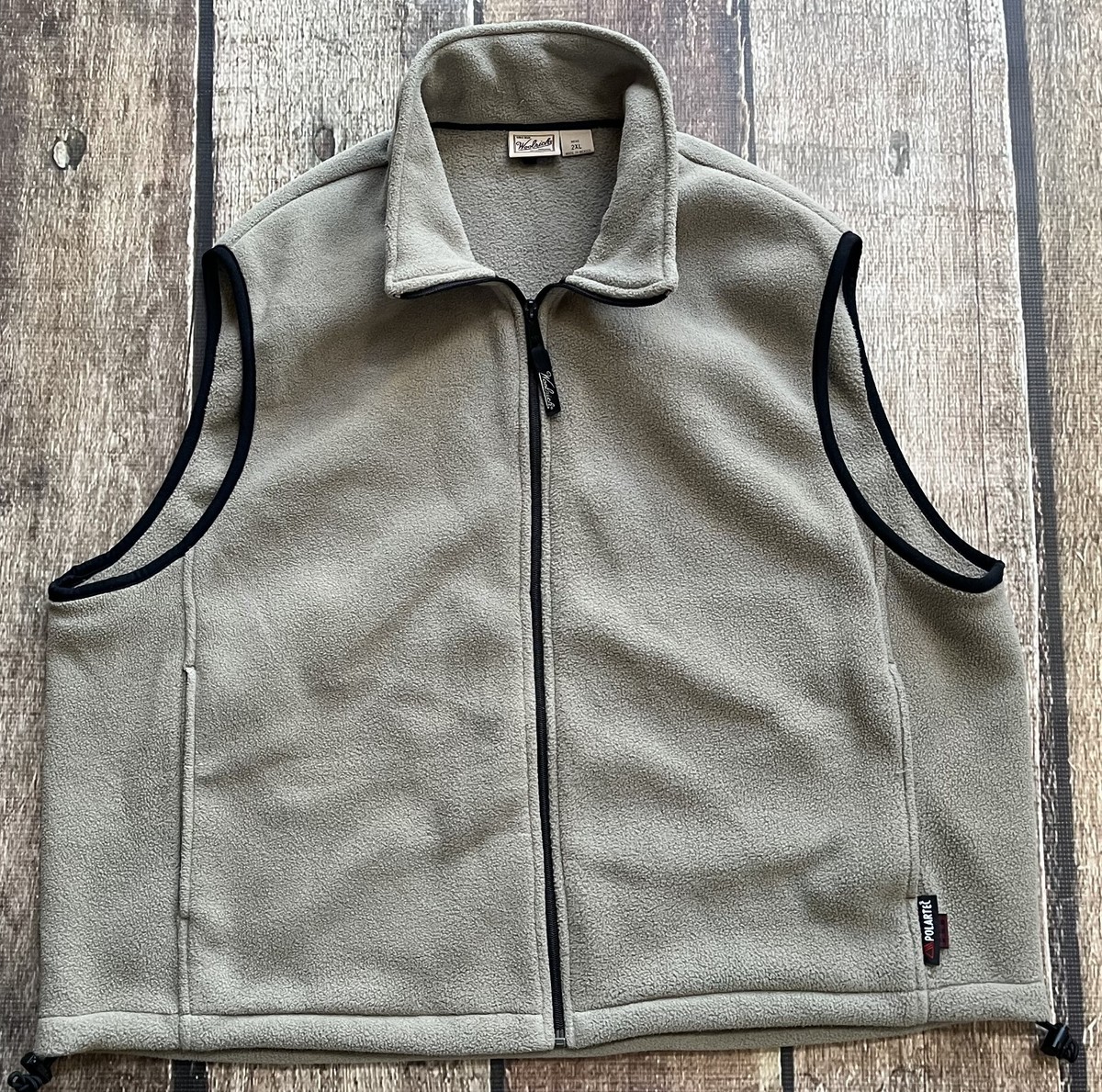 WOOLRICH FULL ZIP POLARTEC FLEECE VEST BEIGE TAN MENS 2XL