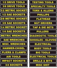 125A -Mechanics Magnetic Tool Box Labels. Best Deal! Top Quality! EASY TO READ! 