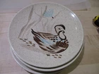 Vintage MCM Red Wing Pottery Bob White Quail 8" Salad Plate Set of 5