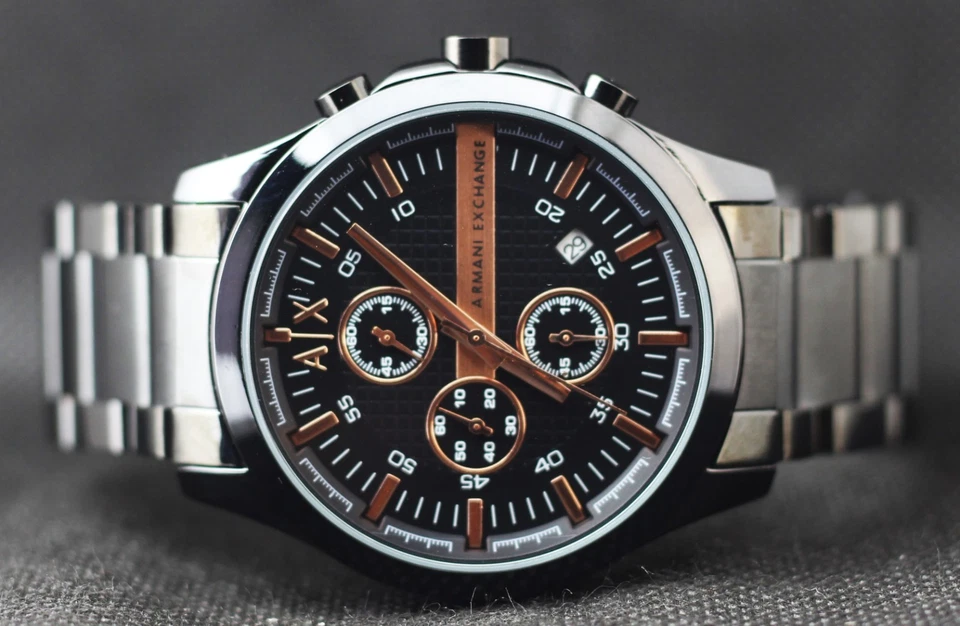 Hermoso reloj para hombre Armani Exchange cronógrafo en esfera negra con fecha Quarzt Foto 4 de 4