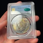 1925 PCGS MS64+ CAC Peace Silver Dollar - Toned , Rare For The Series!