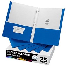 Two-Pocket Folders with 3-Prong 25 Folders with 3-Prong Fasteners Blue