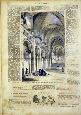 Original alter antiker Druck Mathilde Caen Frankreich Dreifaltigkeitsgebäude französisch 1866