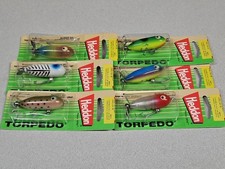 (6) Discontinued Heddon TINY TORPEDO...All Limited Print Colors...Tough...NOC!!!
