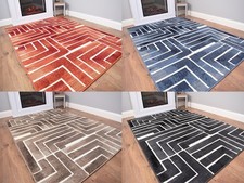 Living Room Rug Maze Design Pattern Large Home Mat Hessian Back Soft Pile Carpet