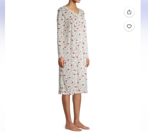 Secret Treasures Traditional XL 16/18 Red Cardinals Print Nightgown Velour - Picture 3 of 17