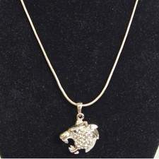 Lion Head Pendant Silver Tone Necklace, NK2217C, New