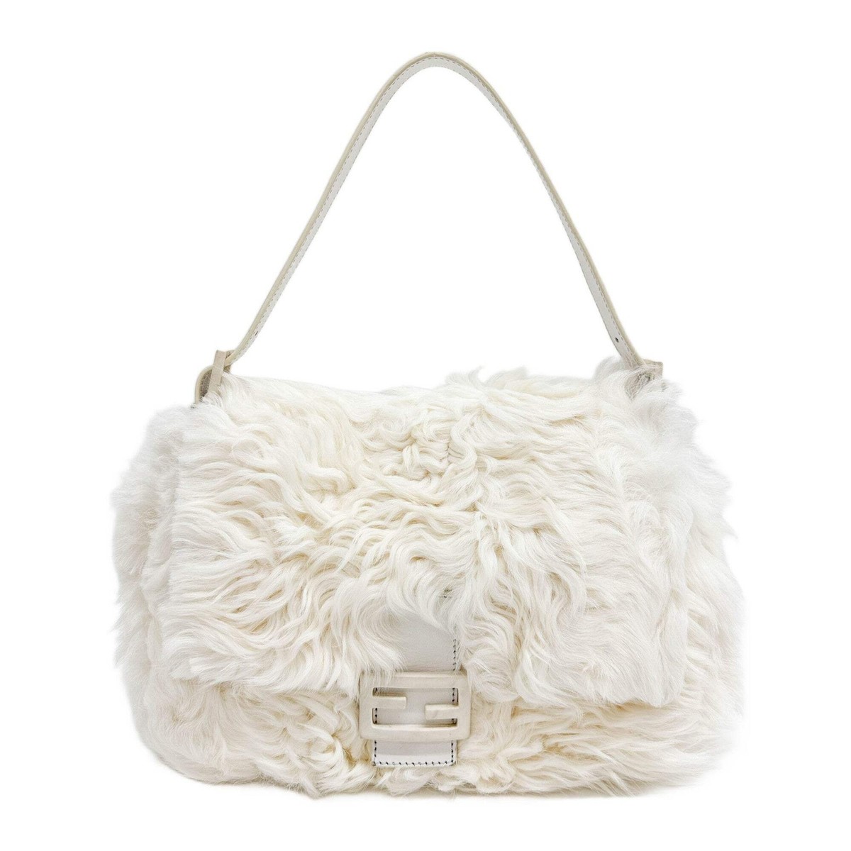 FENDI Mamma Baguette White Fur Shoulder Bag | eBay