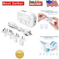 Universal Power Adapter with 4 USB Ports  Surge Protection - Travel Essential