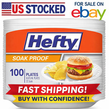 Hefty 9" Foam Dinner Plates 100 Ct White Disposable Soak Proof Party Plates