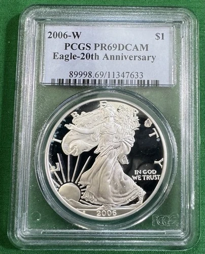 2006-W American Silver Eagle Proof PCGS PR69DCAM 20th Anniversary