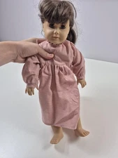 VTG Samantha Pleasant Company American Girl 18" Doll Brunette Pink Gingham Dress