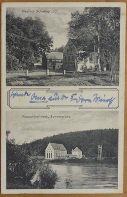 Postcard Scheergrund inn hydropower plant 1910 Leisnig Döbeln Riesa