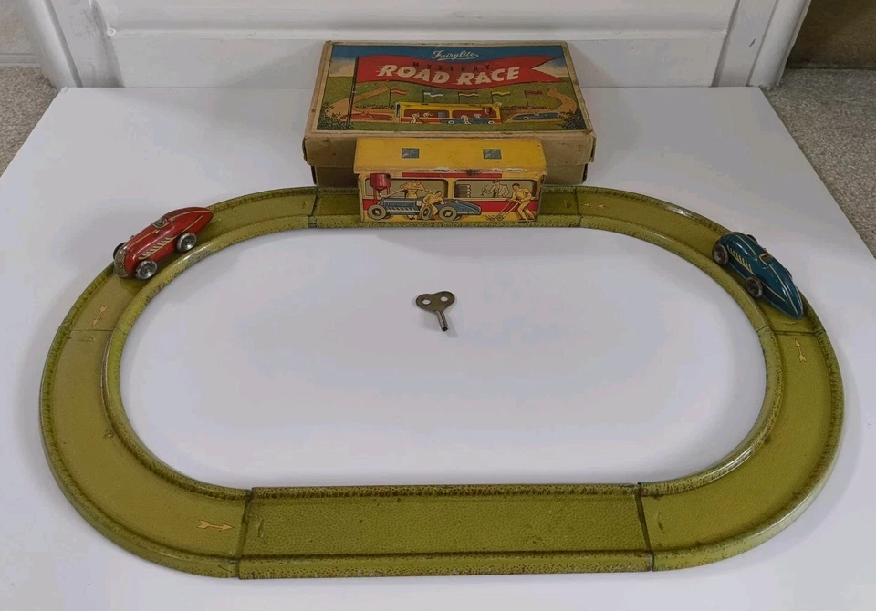 Vintage Fairylite Mystery Road Race tin toy car game.England.clockwork windup - Image 4 of 4