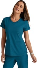 Grey's Anatomy by Barco Womens Medium Teal V-Neck Short Sleeve Scrub Top Size