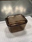 Vintage Pyrex Glass Amber Brown 501-B Refrigerator Dish with lid 501-C Very Good