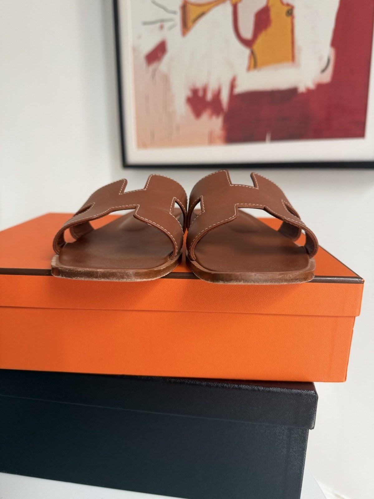Authentic Hermes Oran Box Leather Gold Sandals RRP £640 Size 37 UK4 With Receipt image 6
