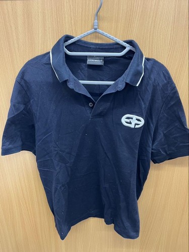 Polo Armani Azul Marino Con Logo Bordado Edición Limitada Hombres Modelo Raro Muy Buen Estado