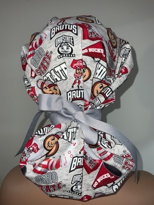 Ohio State Bouffant Ponytail scrub hats women