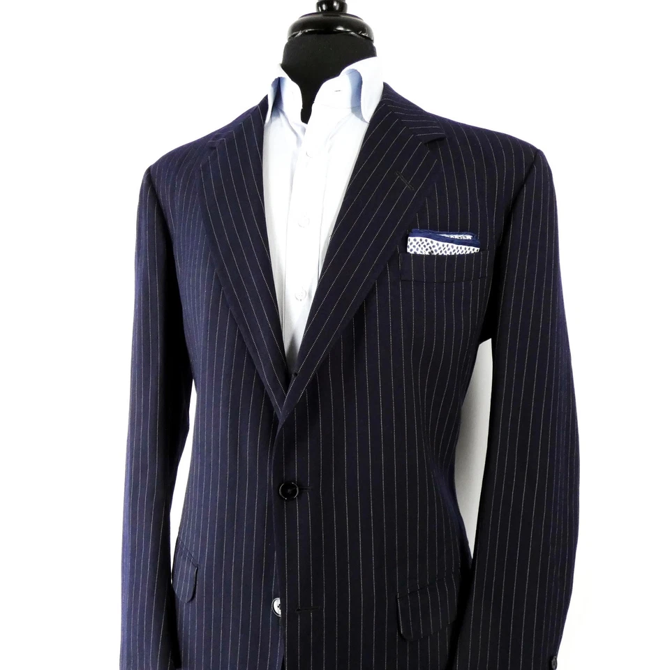Anderson & Sheppard Savile Row Bespoke Navy Wool Two-Piece Suit - Image 3 of 4