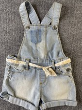 7 For All Mankind Girls Denim Short Overalls 18M Light Wash Belted