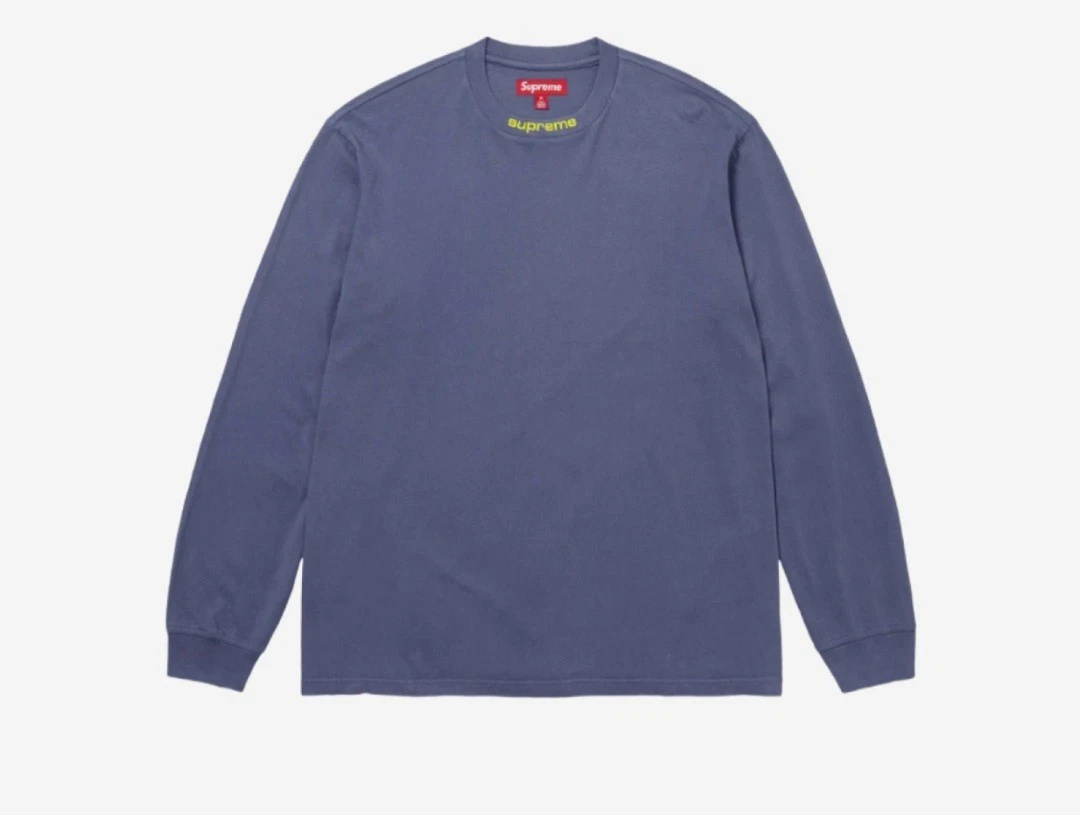 Haut Suprême col brodé L/S bleu marine   24FW