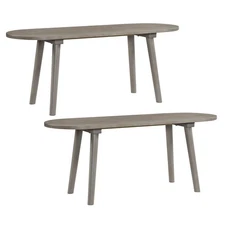 43” Solid Wood Farmhouse Dining Bench Set of 2 w/Rubber Wood Legs for Kitchen