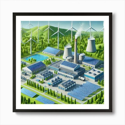 3D Rendering Of A Wind Farm Art Pri Gerahmtes Wandbild Poster Leinwanddruck Bild