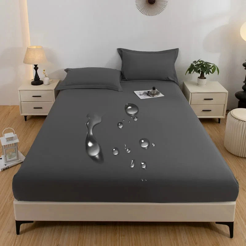1PC waterproof soft skin frosting solid color bed cap dust cover Mattress cover