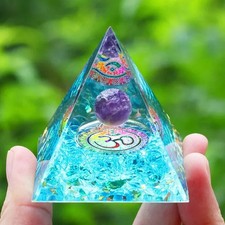 Orgonite Pyramid Amethyst Peridot Healing Crystal Energy Orgone EMF Protection