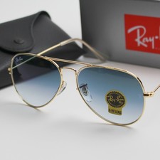 Ray-Ban RB3025 Aviator Pilot Sunglasses Gold Frame Gradient Blue Lens 58-14mm