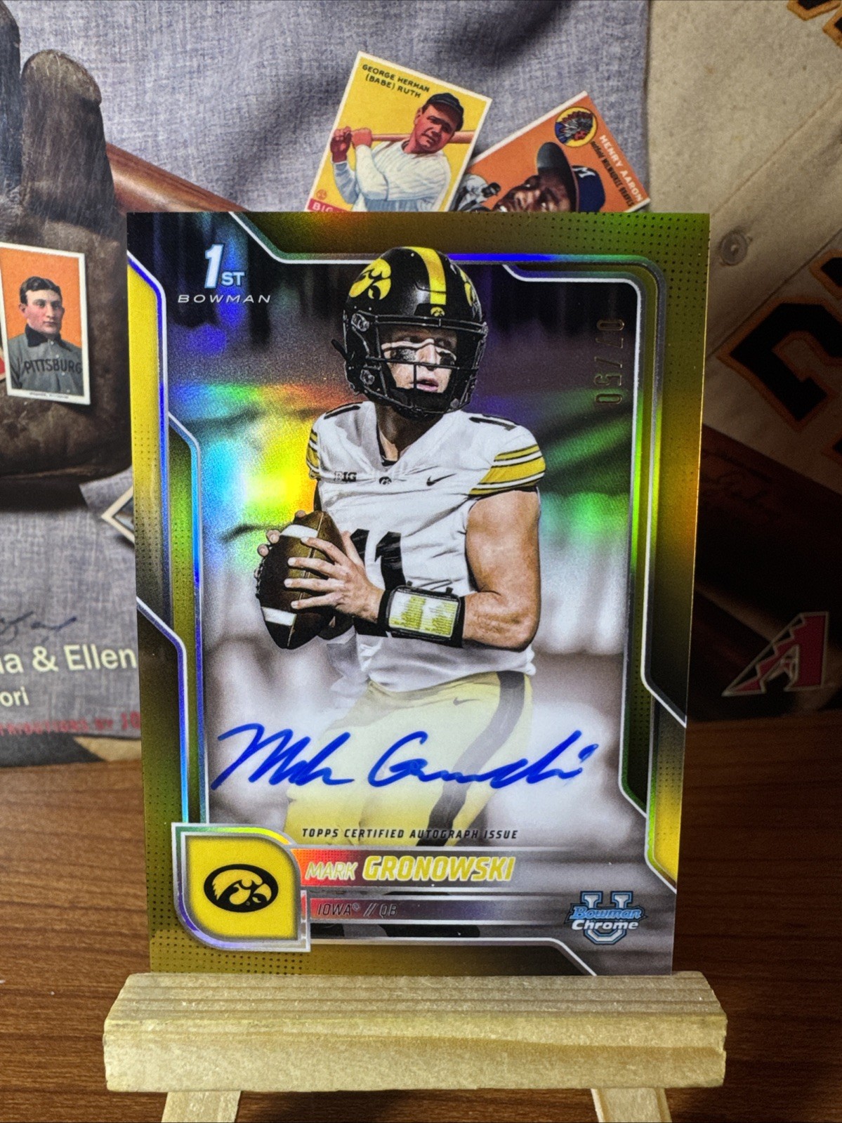 2025 Mark Gronowski Bowman Chrome U 1st RC AUTO BCA-MG GOLD /50 Hot SSP! On Card