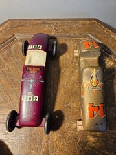 Pinewood Derby Cars Lot of 2 Handmade Wood Race Cars - 1 missing tires