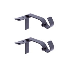 Kenney Fast Fit 5/8" No Measure Curtain Rod Brackets, One Size, Matte Black