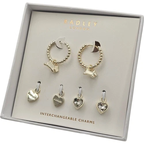 RADLEY London Interchangeable Charm Hoop Earrings Women's 18ct Gold Plated TH3