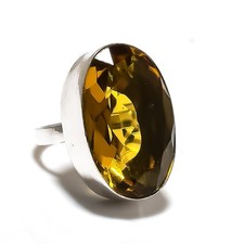 Citrine Gemstone Handmade 925 Sterling Silver Jewelry Ring Size 8 E218