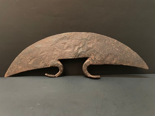 Old Antique Hand Forged Half Moon Crescent Shape Rustic Iron Very Big Axe Head - Picture 2 of 18