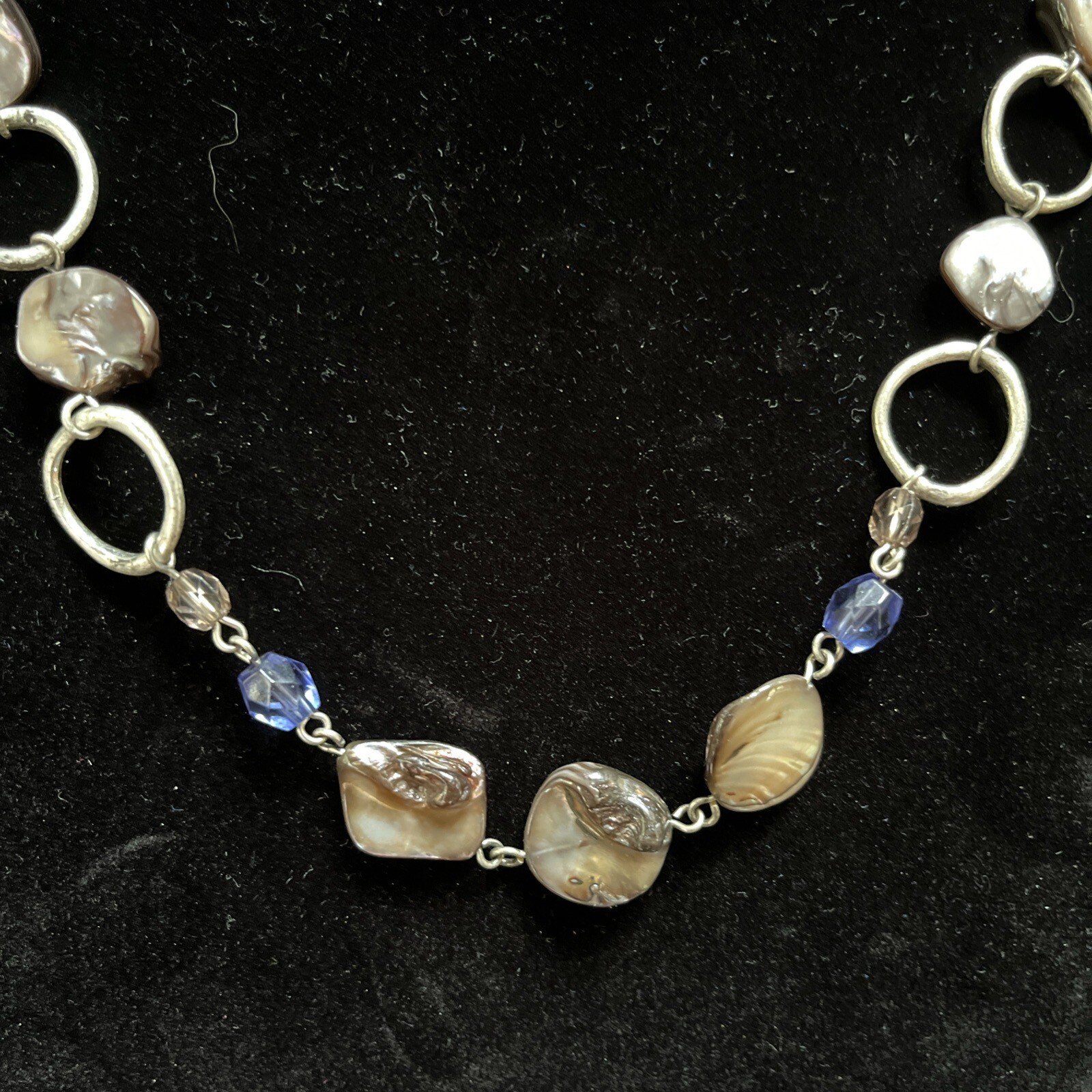 Lia Sofia Abalone shell Necklace w/ beautiful blu… - image 5