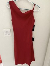 NWT Lulus Red Satin Asymmetrical Holiday Party Christmas Wedding Dress Medium M