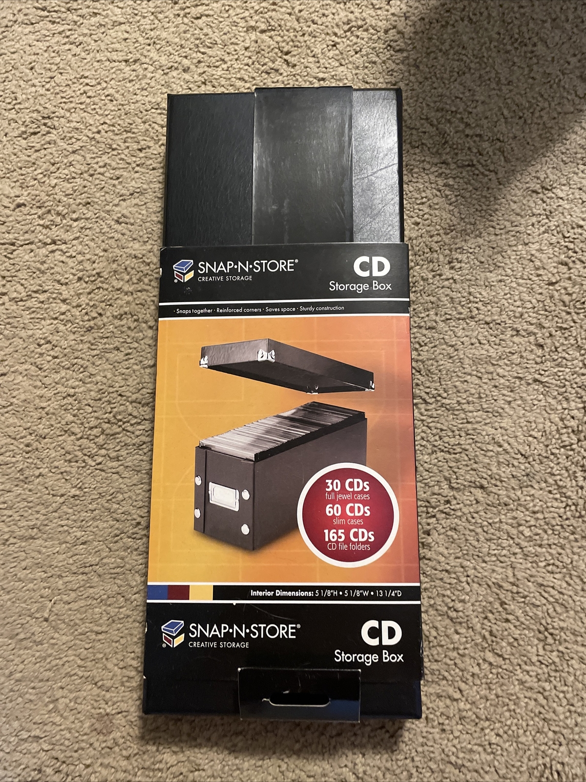 SnapNStore CD Storage Box Durable 5.1 x 5.1 x 13.2 Inch Disc Holds