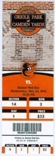 2012 Orioles vs Red Sox Ticket: Home runs by Daniel Nava, Kelly Shoppach