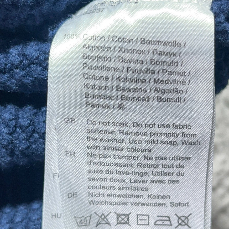 Helly Hansen Sweater M Blue Ribbed V-Neck Cotton Blend Pullover Casual Knit - Image 4 of 4