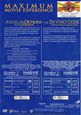 2 MOVIES - Angels & Demons/ The DaVinci Code (DVD 2012) (Bilingual