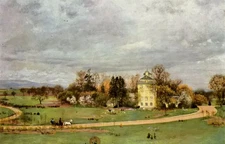 Oil painting Hans Thoma - Der Holzhausenpark in Frankfurt early spring landscape