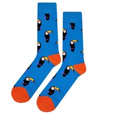 NWT Cool Toucan Dress Socks Novelty Men 8-12 Blue Crazy Fun Sockfly