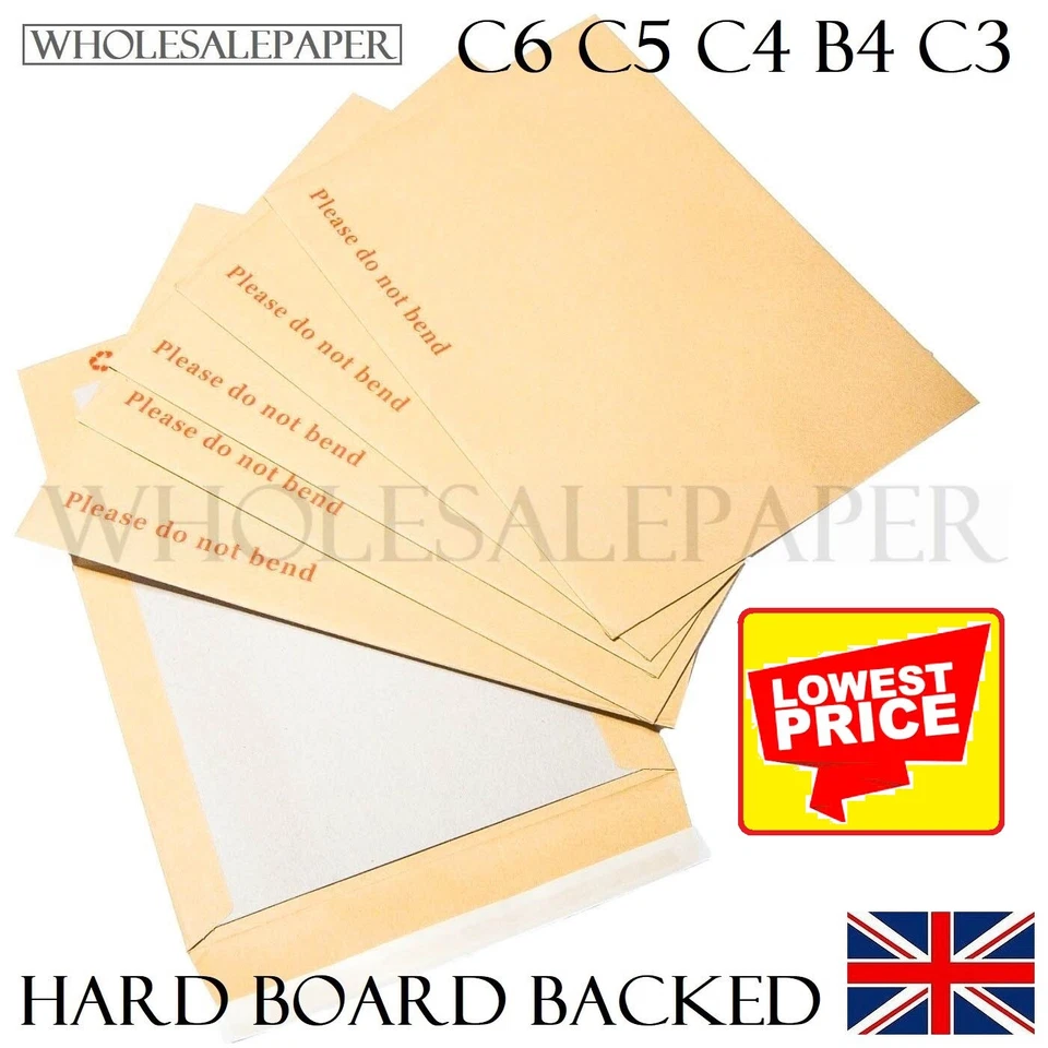 PLEASE DO NOT BEND HARD CARD BOARD BACKED MANILLA ENVELOPES BROWN A3 C4 A4 A5 A6